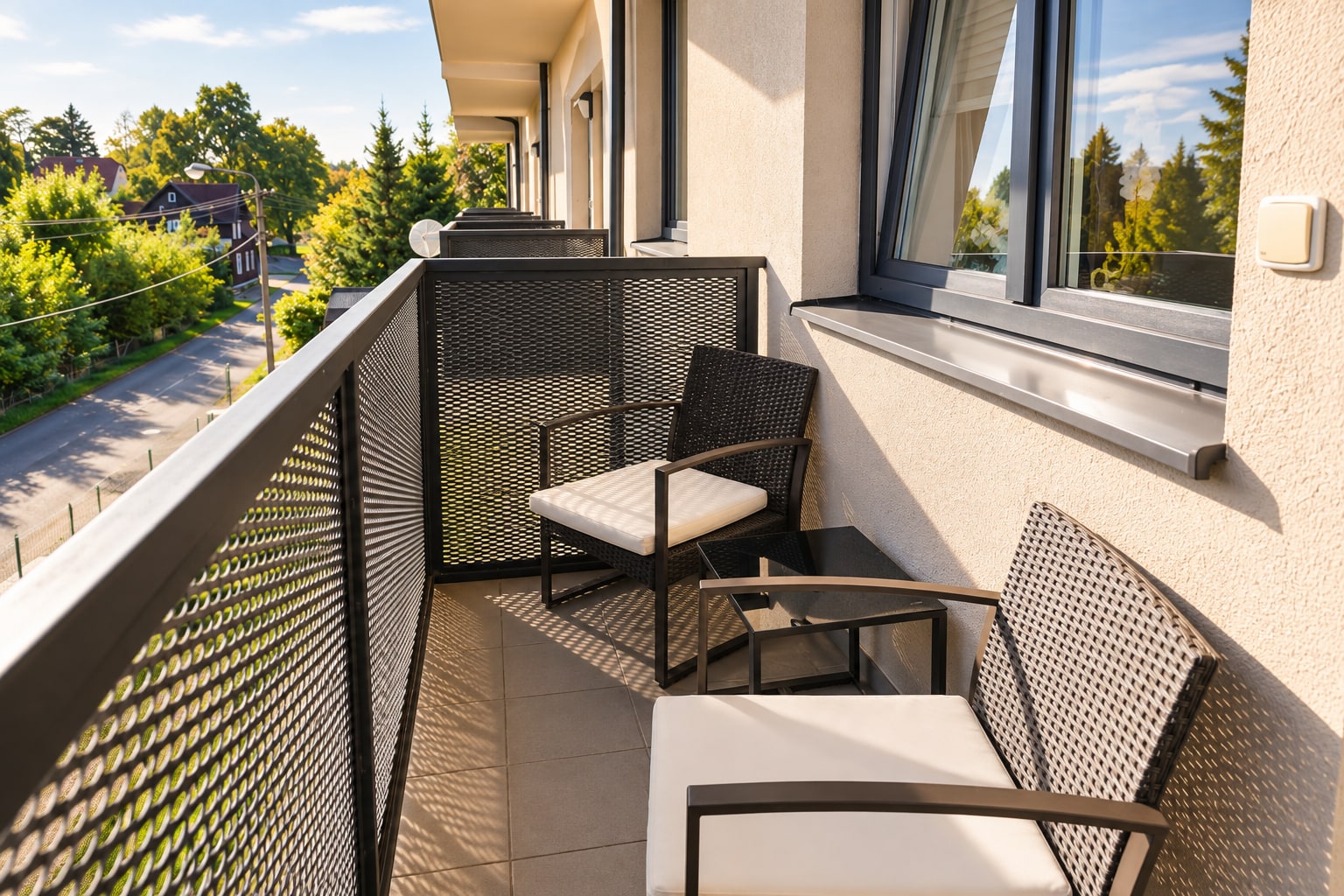 Apartmány Panorama Bublava – Apartmán 2: Horský apartmán s privátním vyhlídkovým balkonem a ratanovým posezením